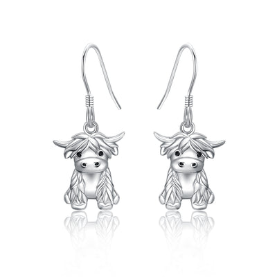 925 Sterling Silver Highland Cow Necklace Cow Earrings Cow Jewelry