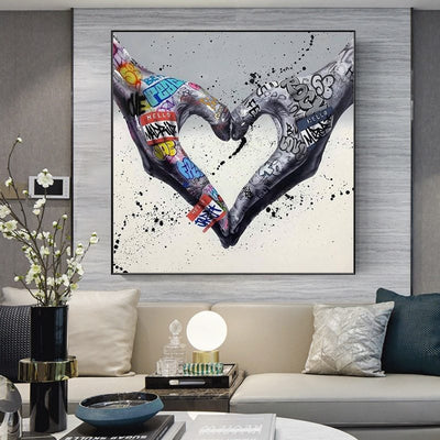 Colorful graffiti love gesture