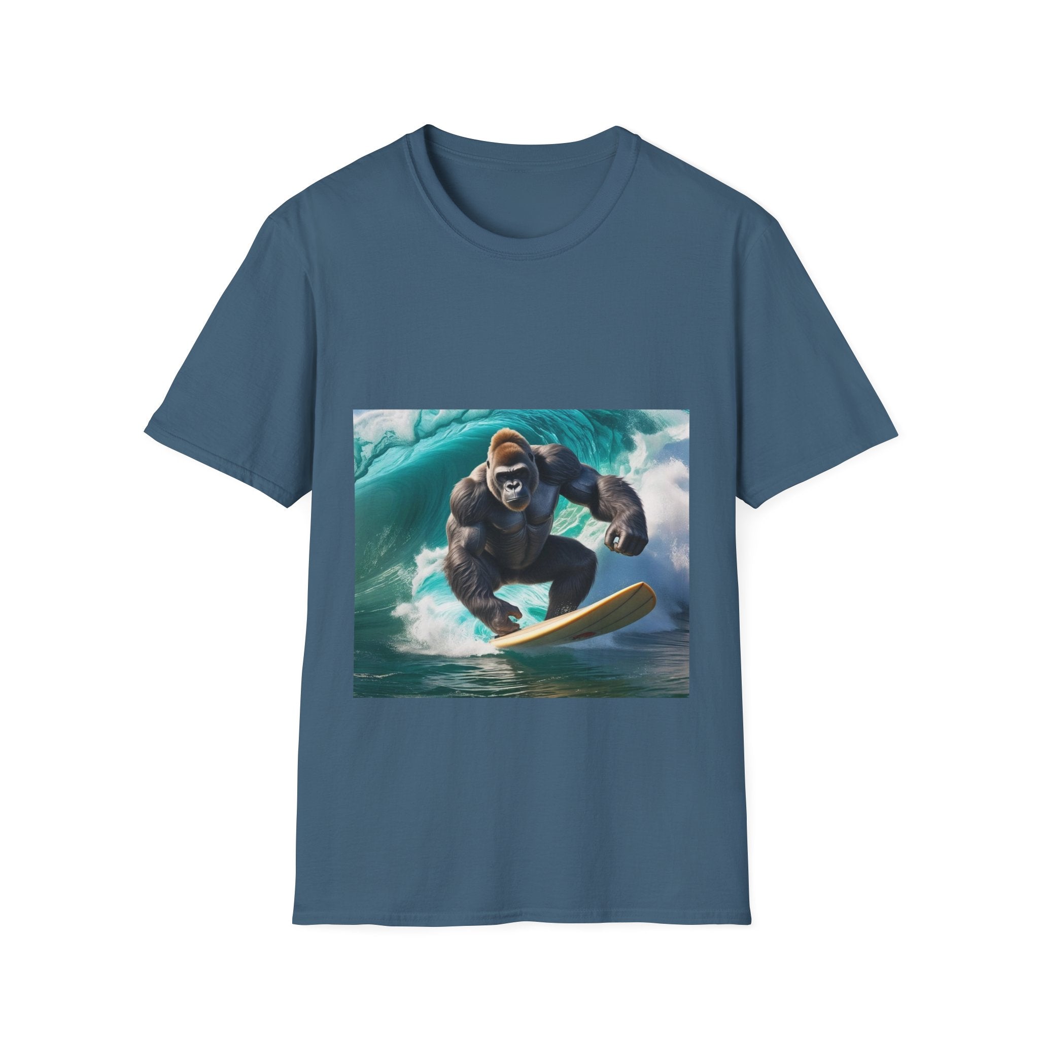 Surfing Gnarly Gorilla Unisex Softstyle T-Shirt