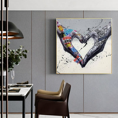 Colorful graffiti love gesture