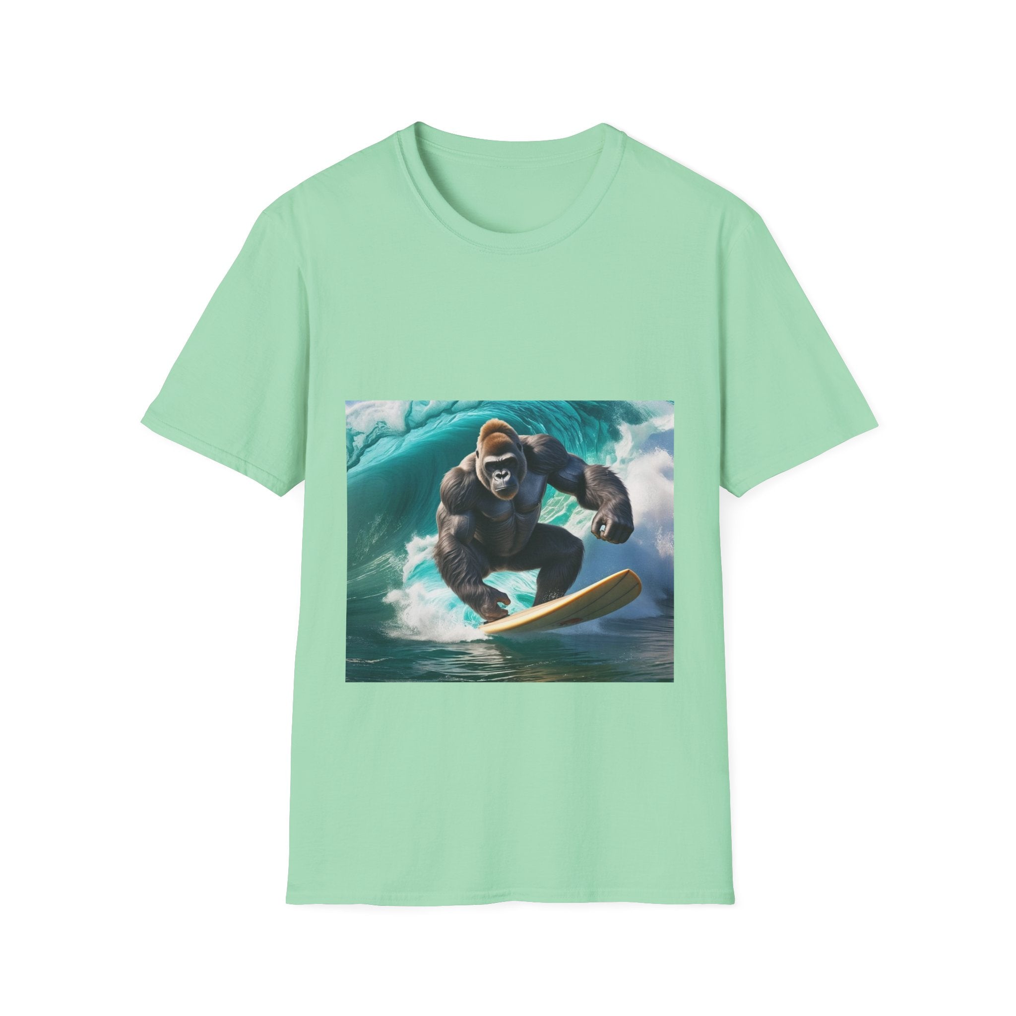 Surfing Gnarly Gorilla Unisex Softstyle T-Shirt