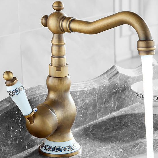 All Copper Antique Sink Rotating Faucet