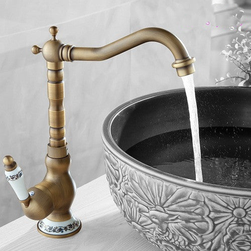 All Copper Antique Sink Rotating Faucet