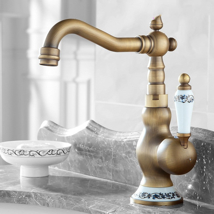 All Copper Antique Sink Rotating Faucet