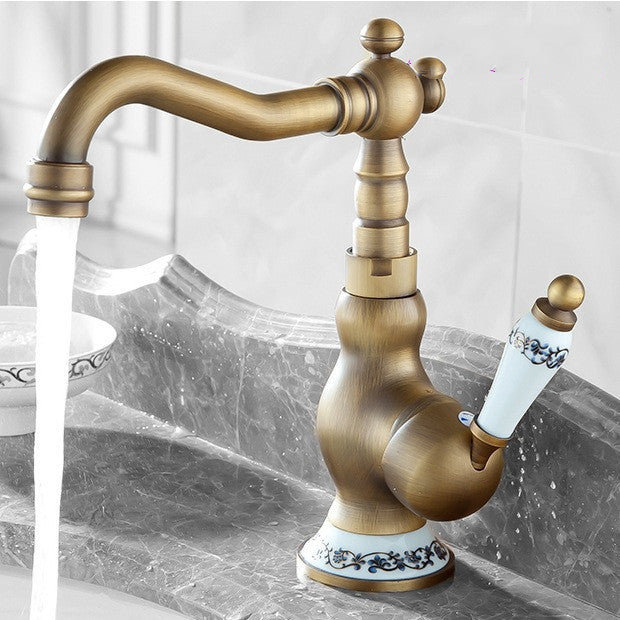 All Copper Antique Sink Rotating Faucet
