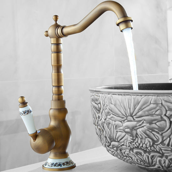 All Copper Antique Sink Rotating Faucet