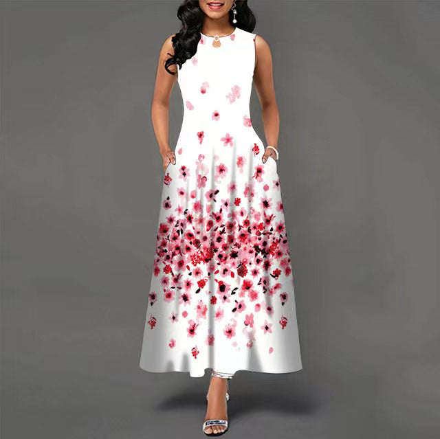 Long Sleeveless 3D Print Dress