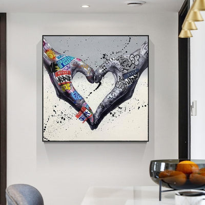 Colorful graffiti love gesture