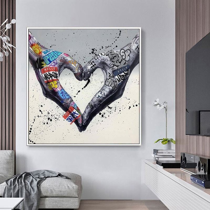 Colorful graffiti love gesture