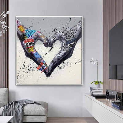 Colorful graffiti love gesture