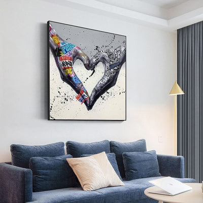 Colorful graffiti love gesture