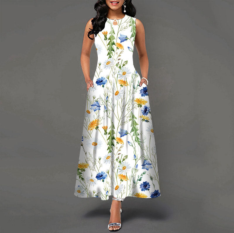 Long Sleeveless 3D Print Dress