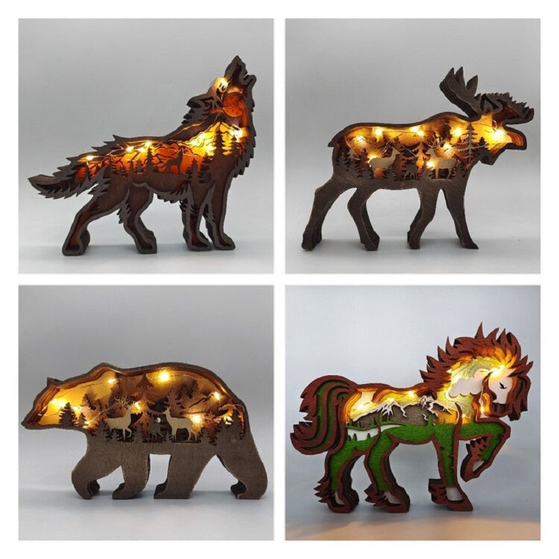 Decoration Wooden Animal Sculpture 3D