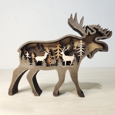 Decoration Wooden Animal Sculpture 3D
