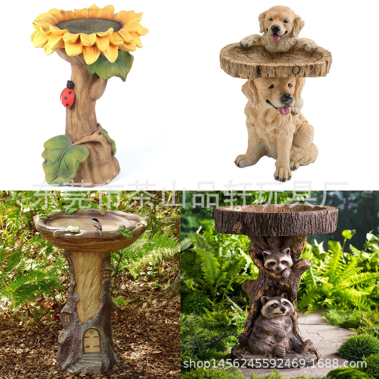 Resin Sunflower Bird Bath Ornaments Garden Crafts