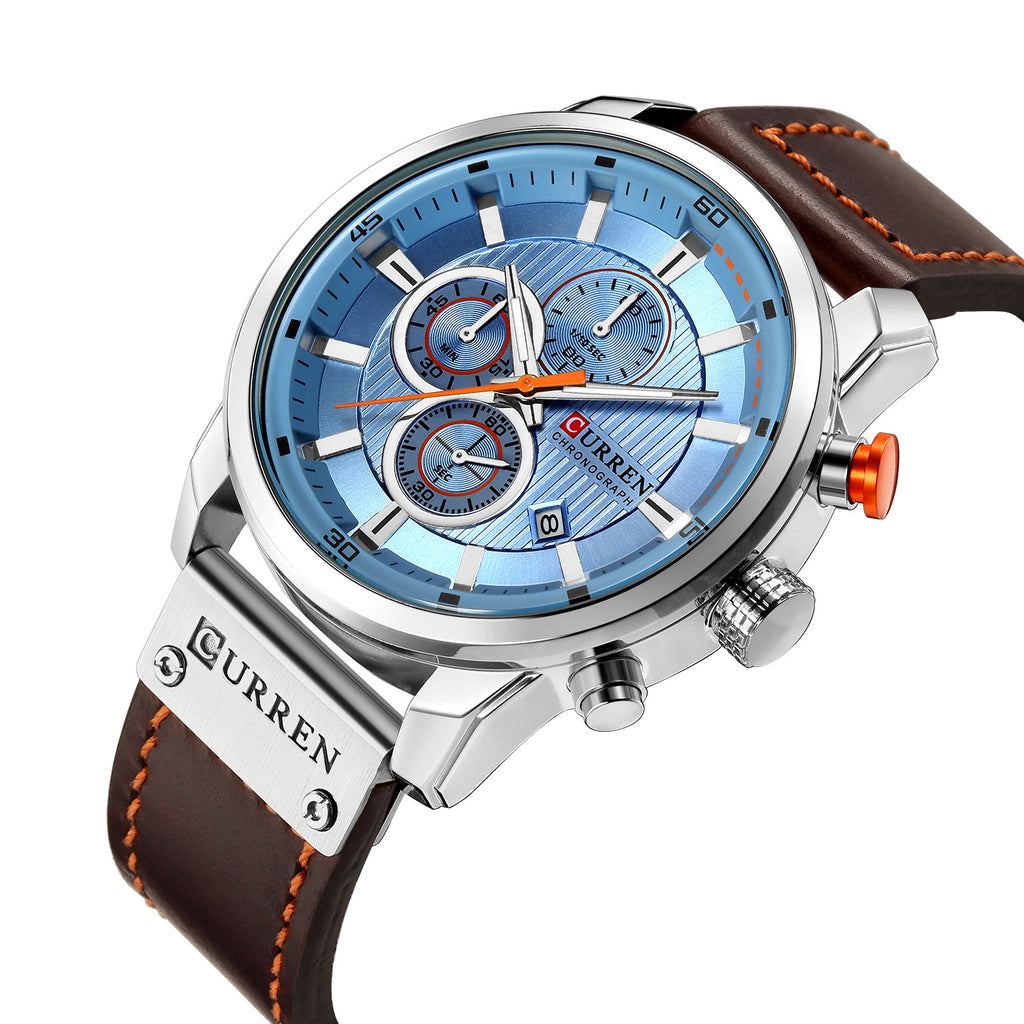 curren men's watch new six-pin calendar waterproof
