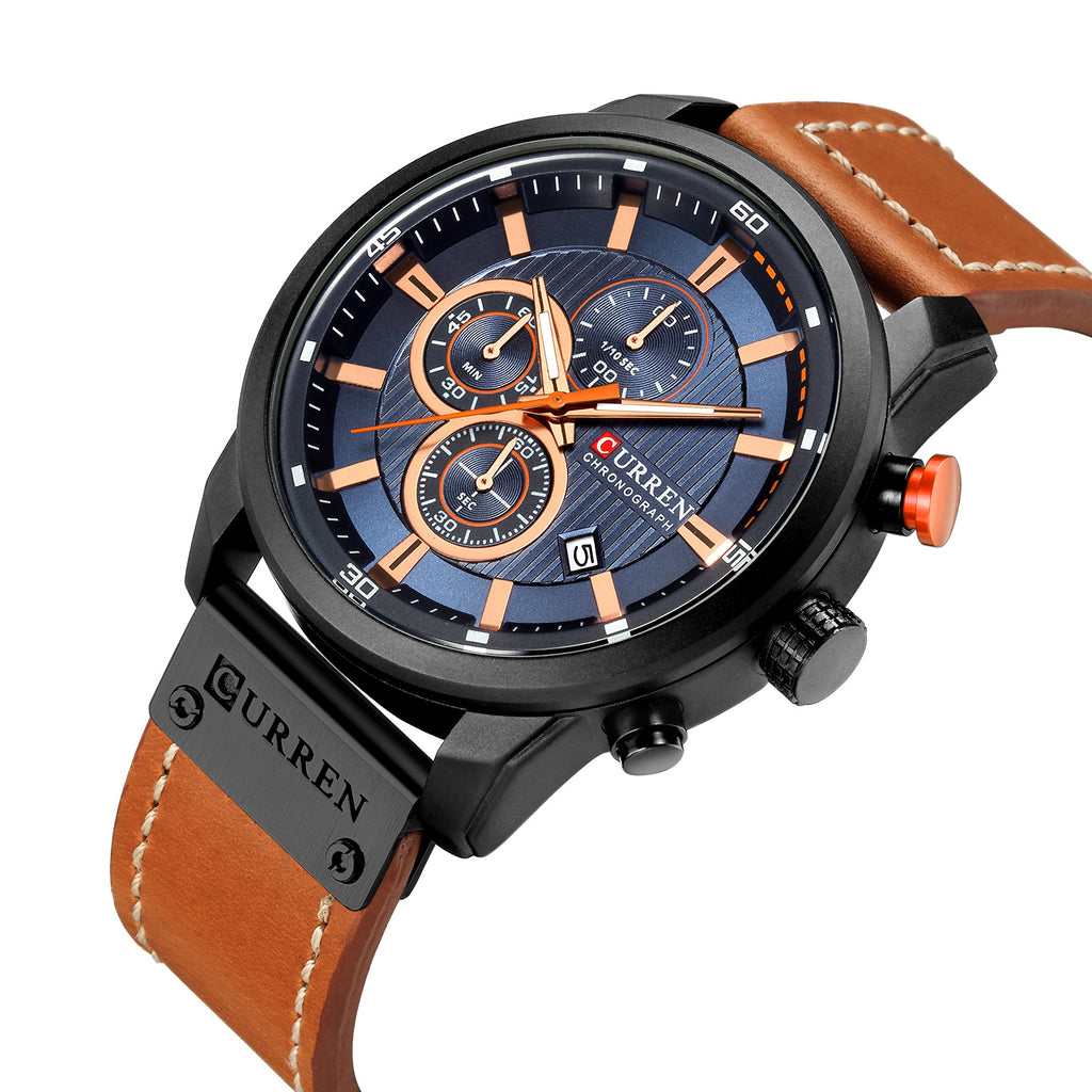 curren men's watch new six-pin calendar waterproof