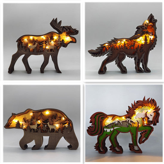 Decoration Wooden Animal Sculpture 3D