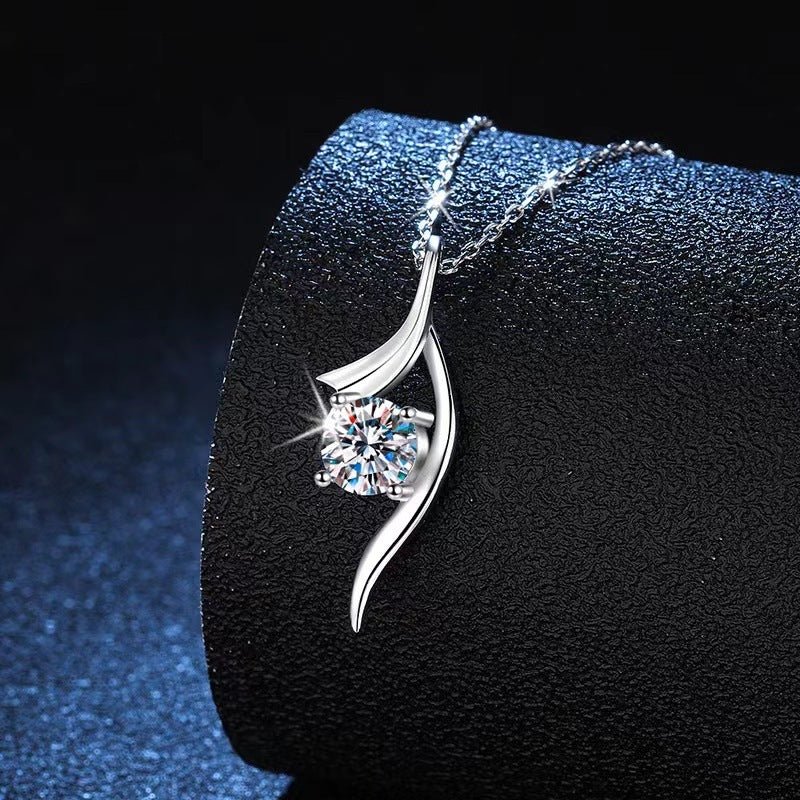 925 Sterling Silver Classic Four - claw 1 Karat - inch Diamond Necklace - Buy Buy Baby