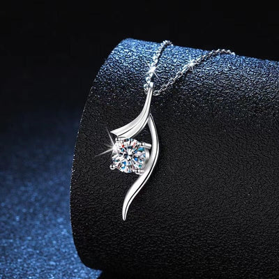 925 Sterling Silver Classic Four - claw 1 Karat - inch Diamond Necklace - Buy Buy Baby