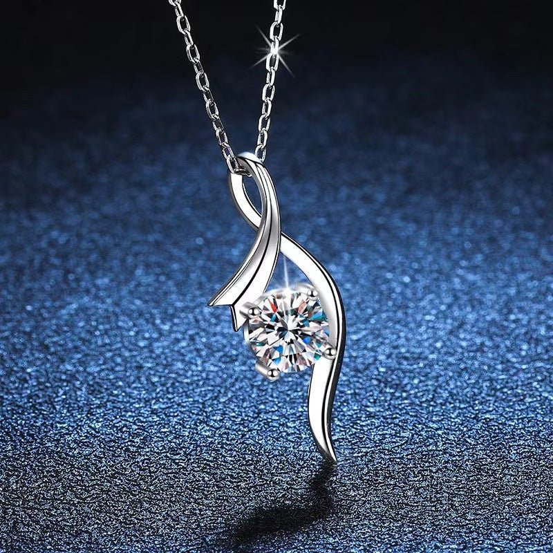 925 Sterling Silver Classic Four - claw 1 Karat - inch Diamond Necklace - Buy Buy Baby