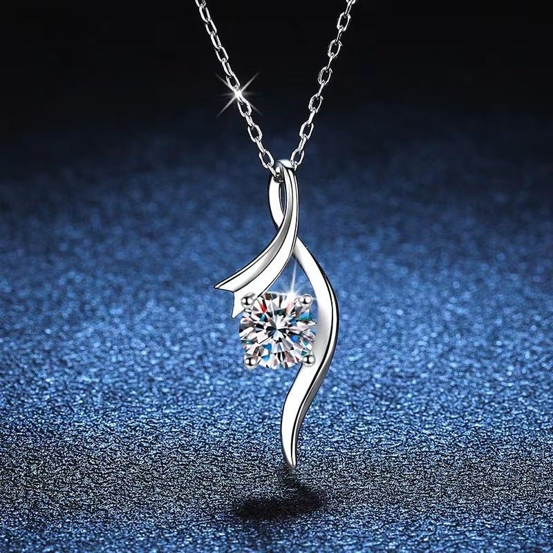 925 Sterling Silver Classic Four - claw 1 Karat - inch Diamond Necklace - Buy Buy Baby