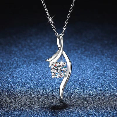 925 Sterling Silver Classic Four - claw 1 Karat - inch Diamond Necklace - Buy Buy Baby