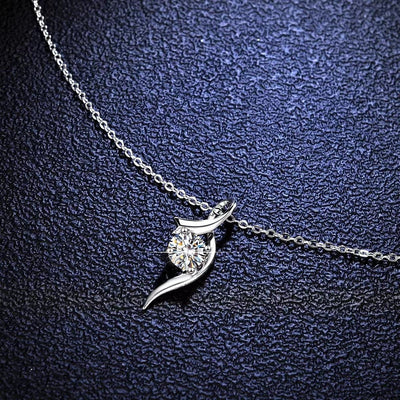 925 Sterling Silver Classic Four - claw 1 Karat - inch Diamond Necklace - Buy Buy Baby
