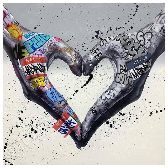 Colorful graffiti love gesture