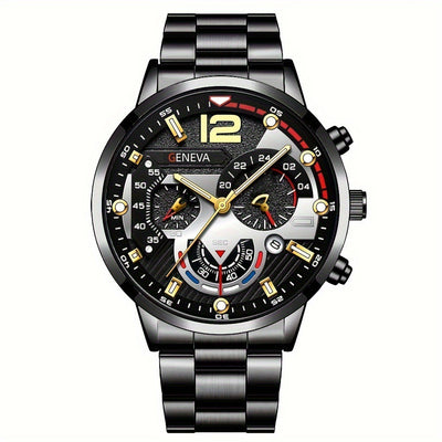 2pcs Men's Quartz Watch Bracelet Set