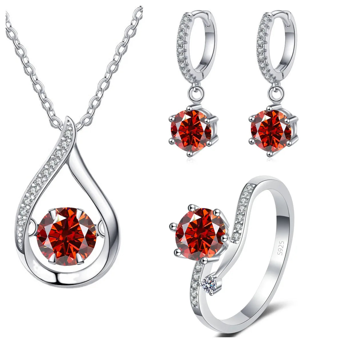 Real 925 Silver Moissanite Jewelry Set