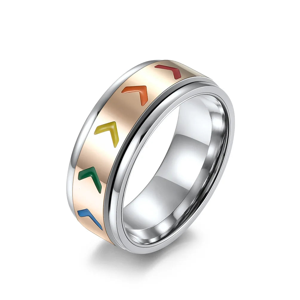 Anxiety Ring For Women Rainbow Stainless Steel