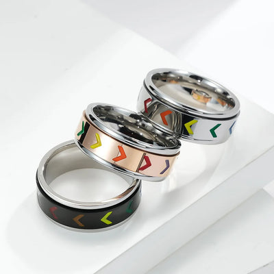 Anxiety Ring For Women Rainbow Stainless Steel