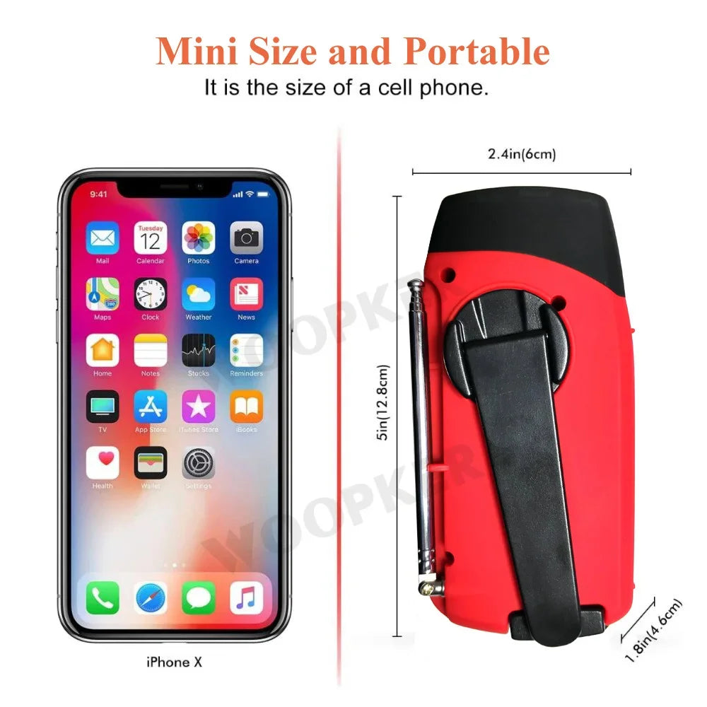 2000mAh Solar Hand Crank Radio Multifunctional LED Flashlight Power Bank