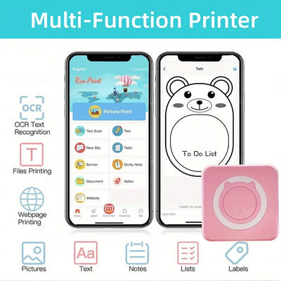 Portable Mini Thermal Printer Wireless BT 203dpi