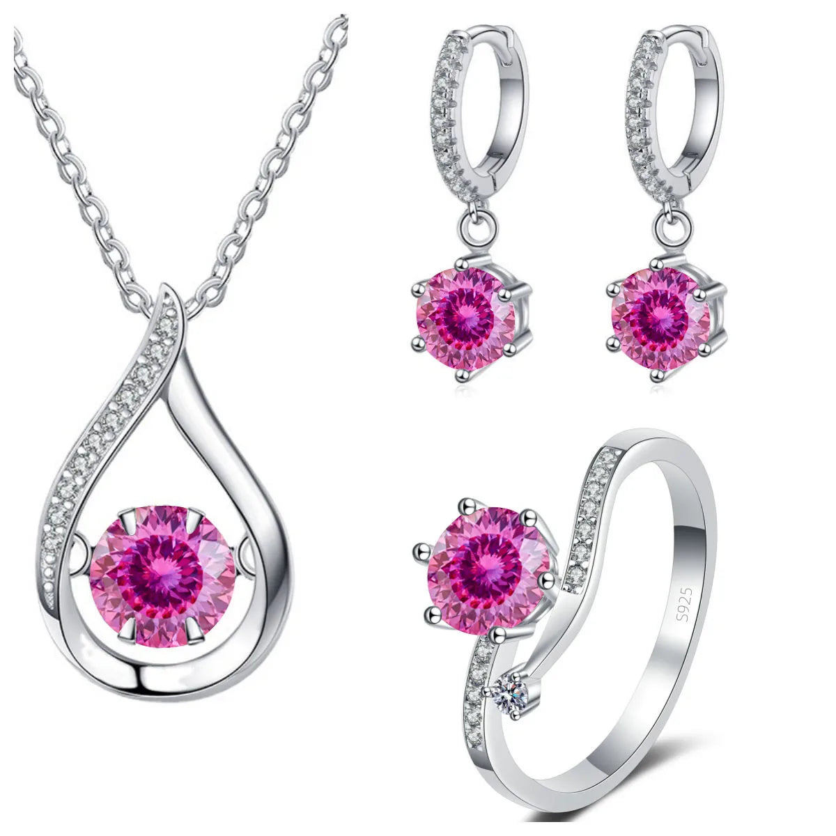 Real 925 Silver Moissanite Jewelry Set