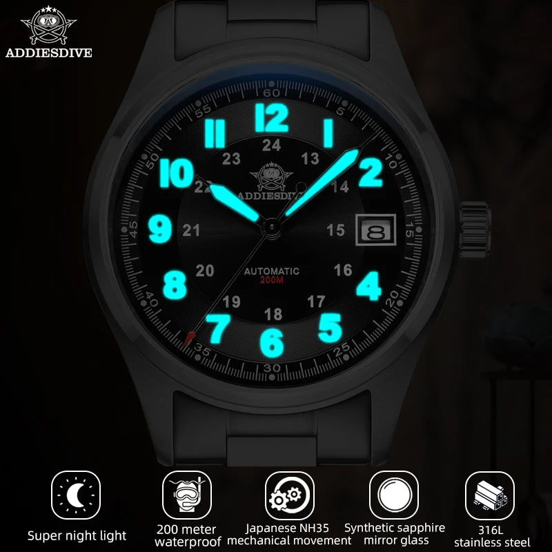ADDIESDIVE Luxurious Men's Automatic Watch NH35A