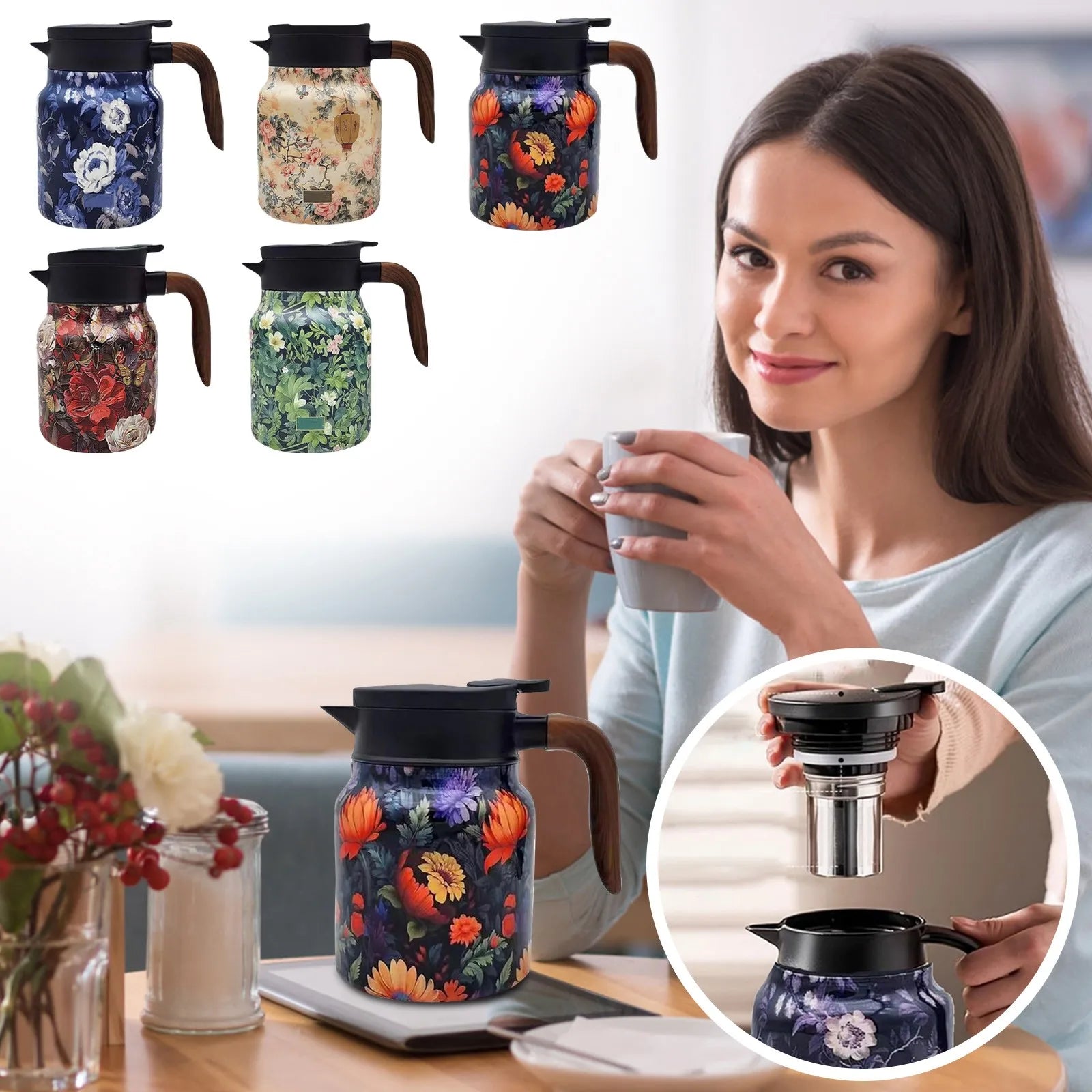 FloraBrew – Elegant Tea Thermos with Infuser!