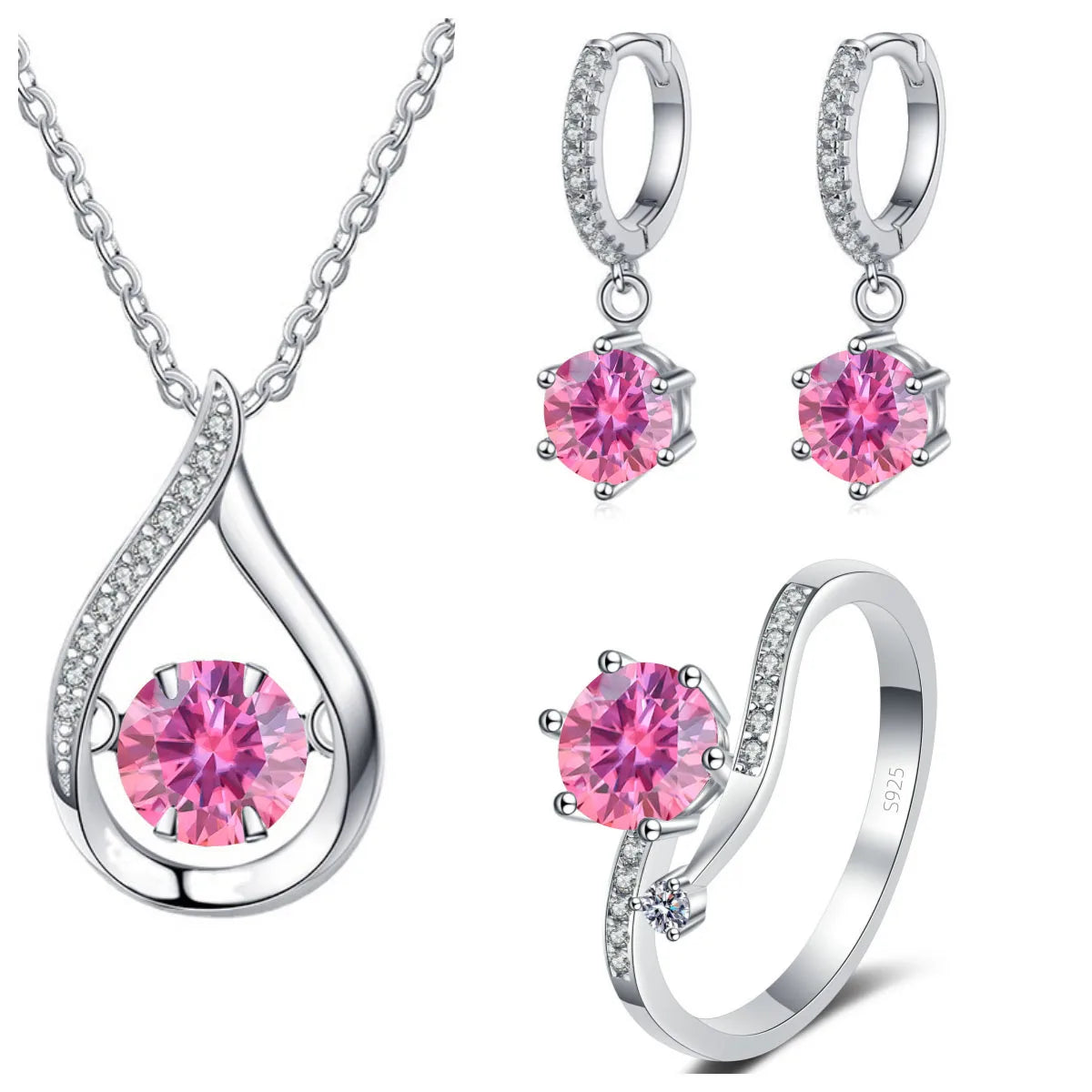 Real 925 Silver Moissanite Jewelry Set