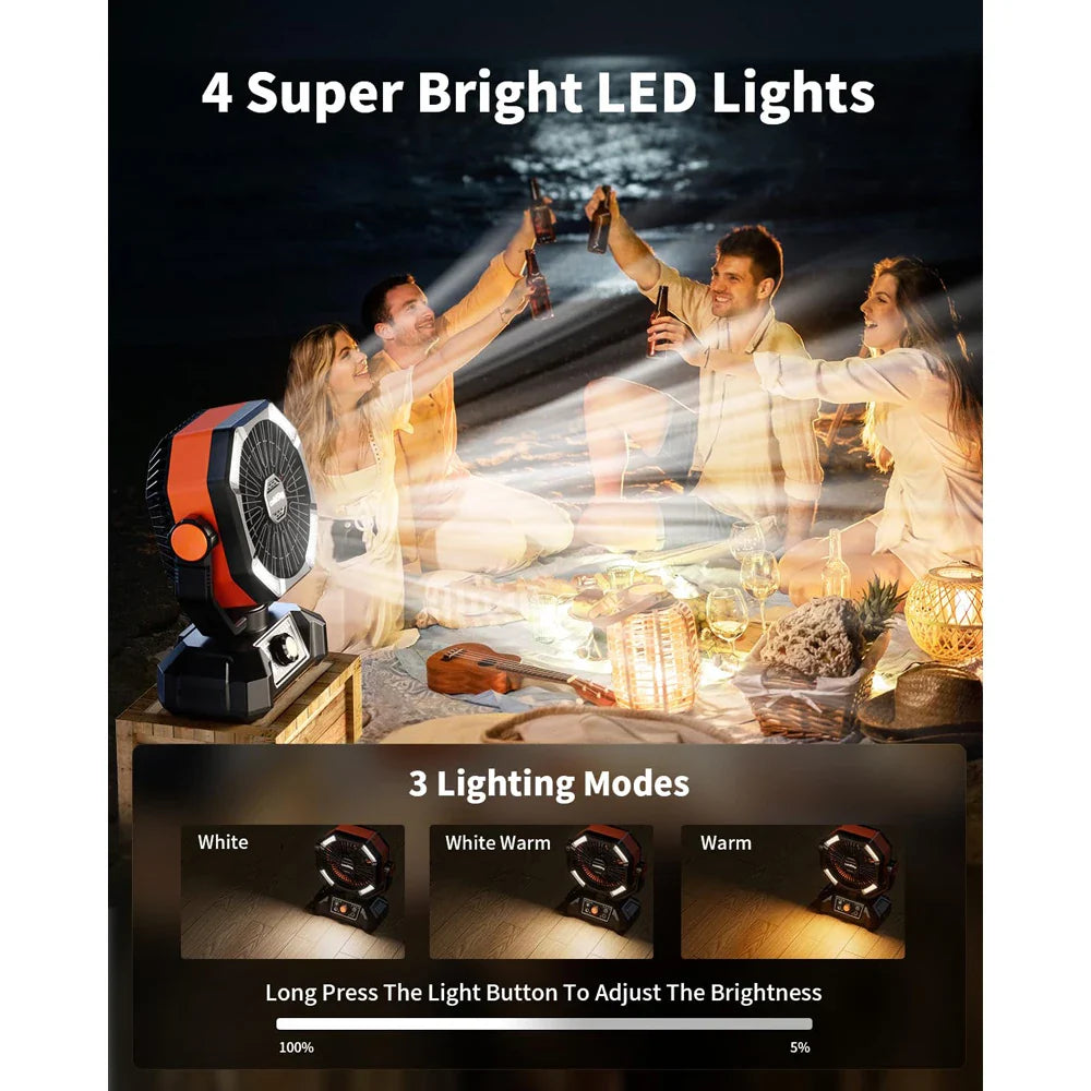 coldSky 20000mAh Camping Fan with LED Lantern