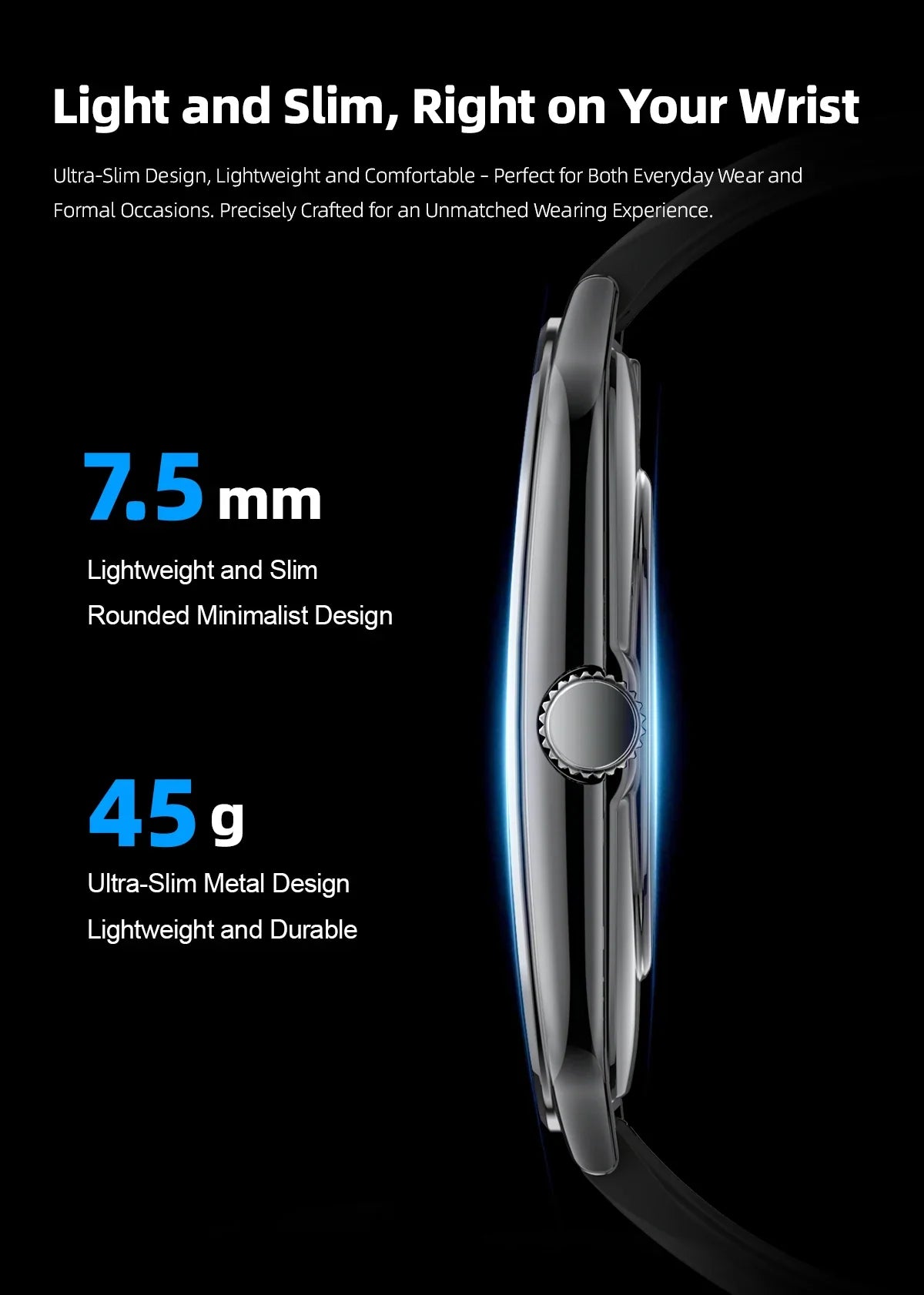 Ultra Slim Smart Watch 1.96" AMOLED 360*360 HD Pixel Display