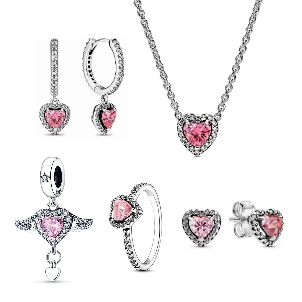 Series Sterling Silver 925 Pink Shiny Love