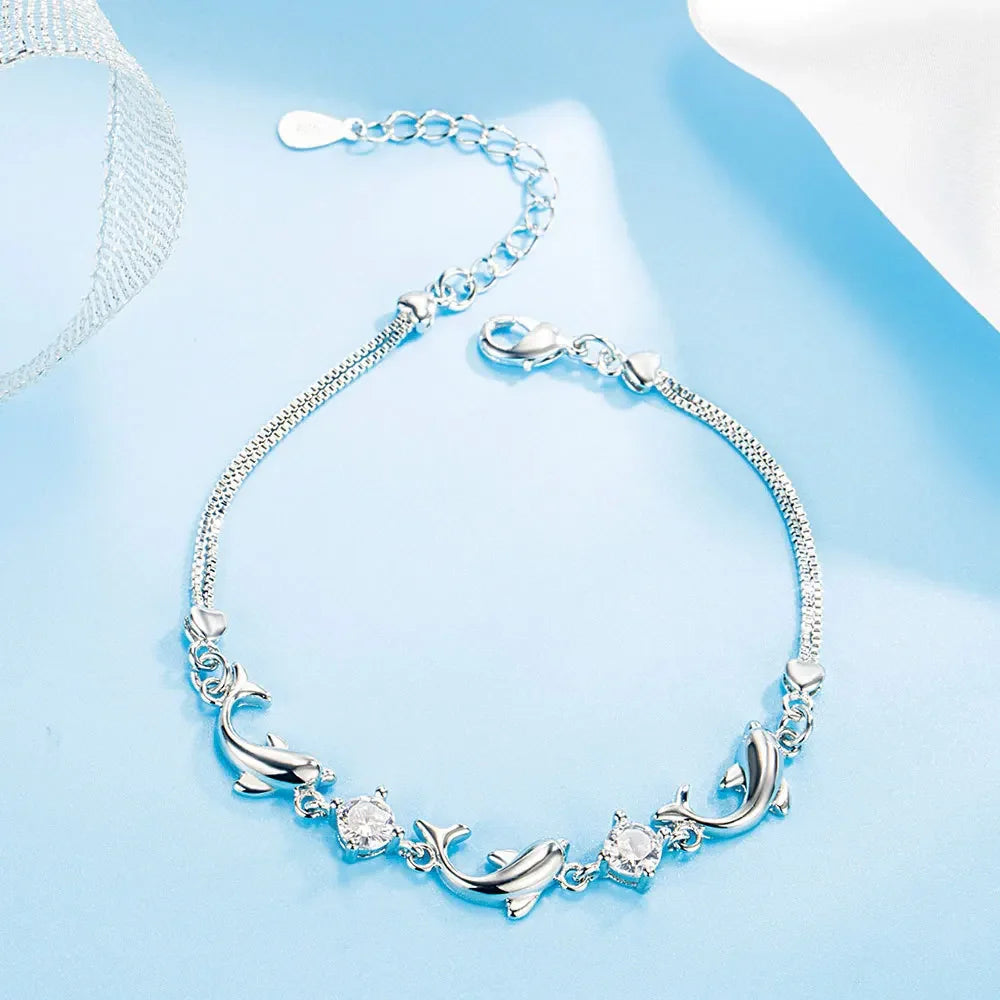 S925 Sterling Silver Dolphin Set