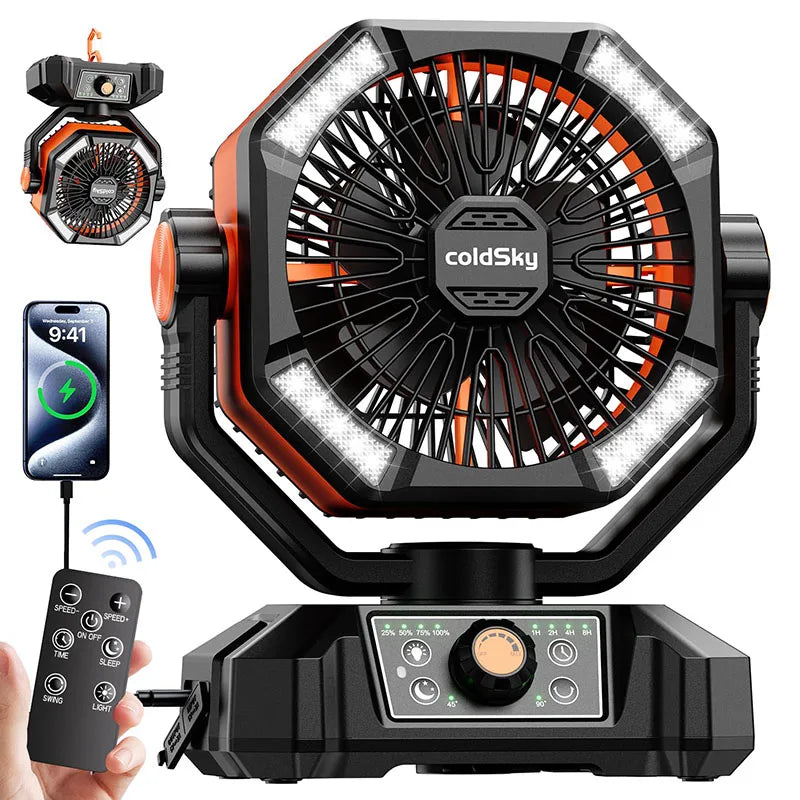 coldSky 20000mAh Camping Fan with LED Lantern