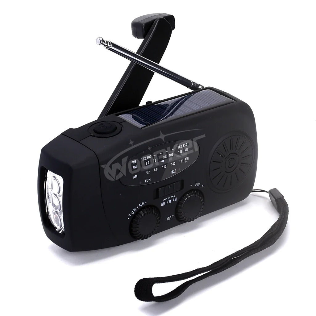 2000mAh Solar Hand Crank Radio Multifunctional LED Flashlight Power Bank