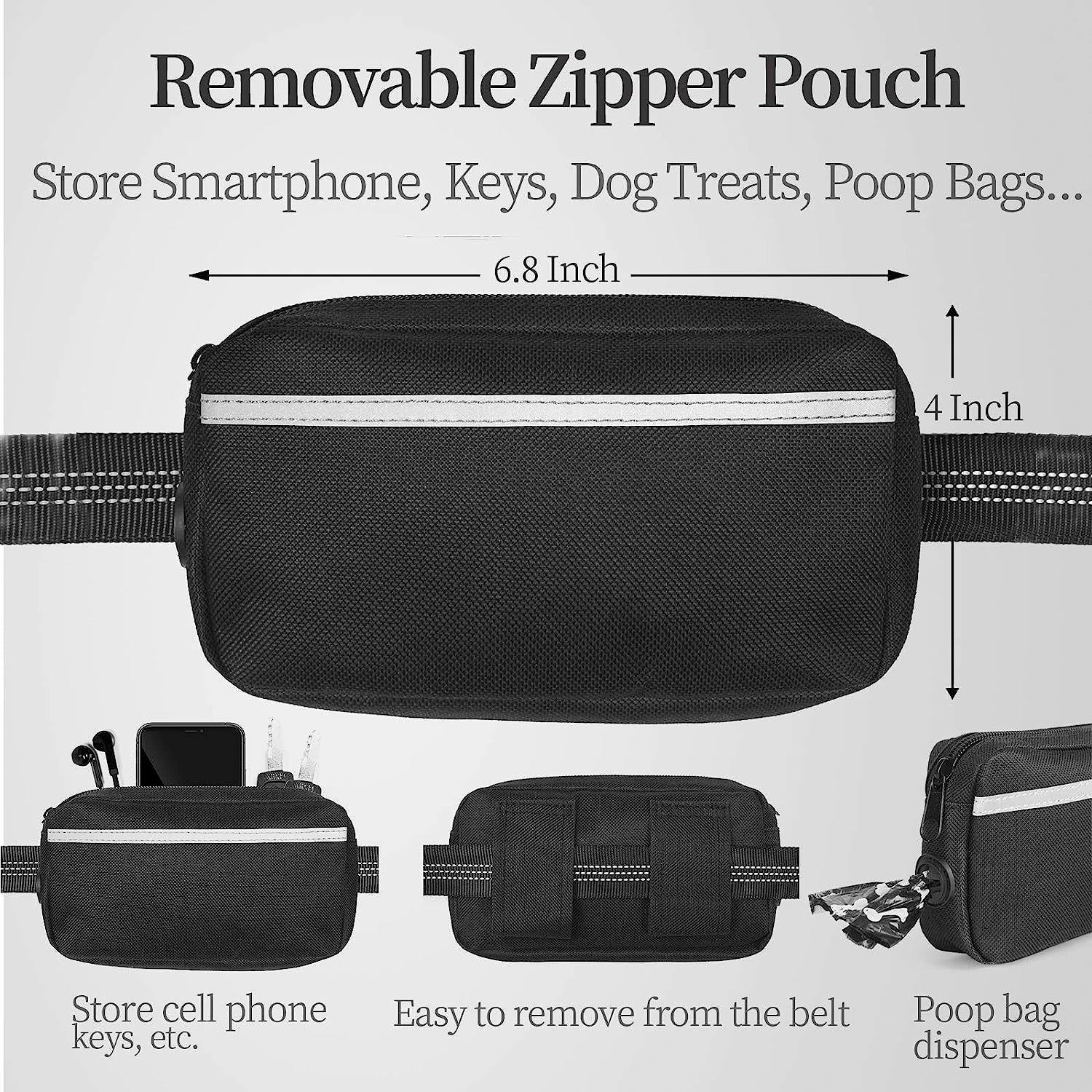 Walk Free: Hands-Free Dog Leash with Zipper Pouch