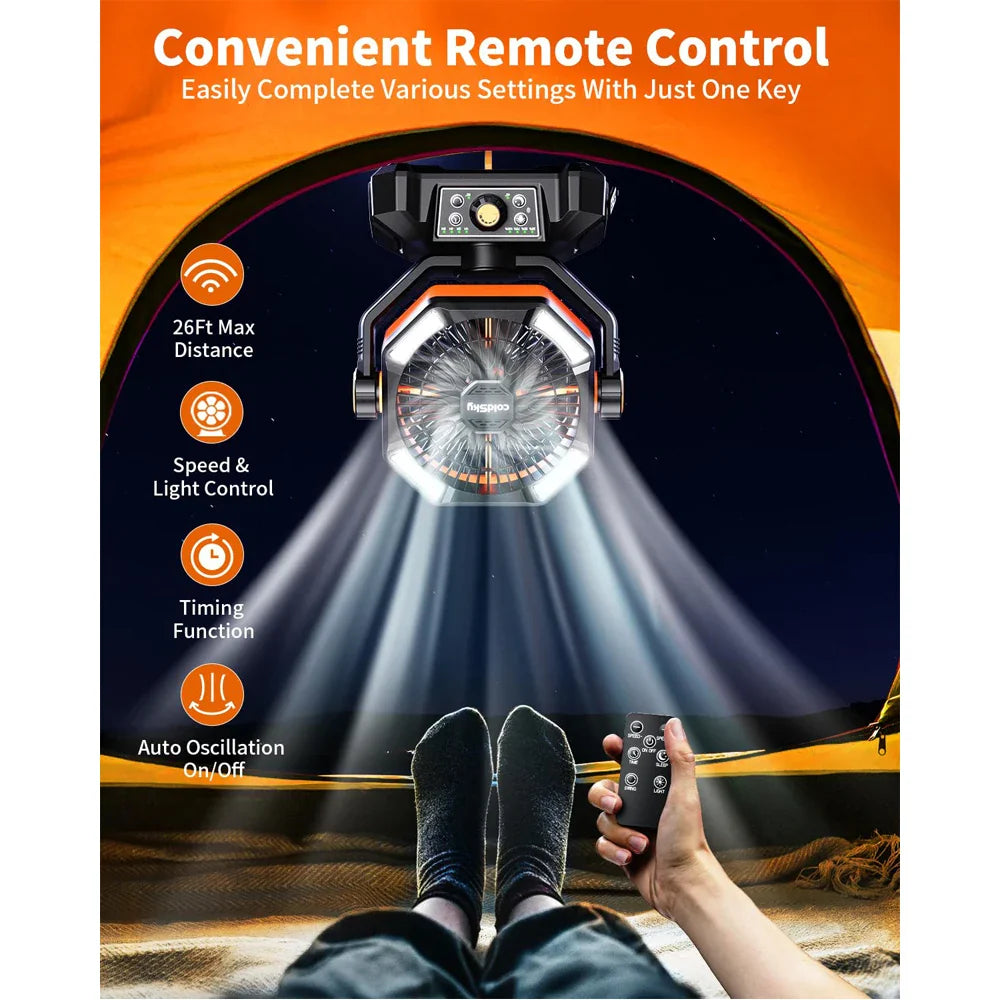 coldSky 20000mAh Camping Fan with LED Lantern