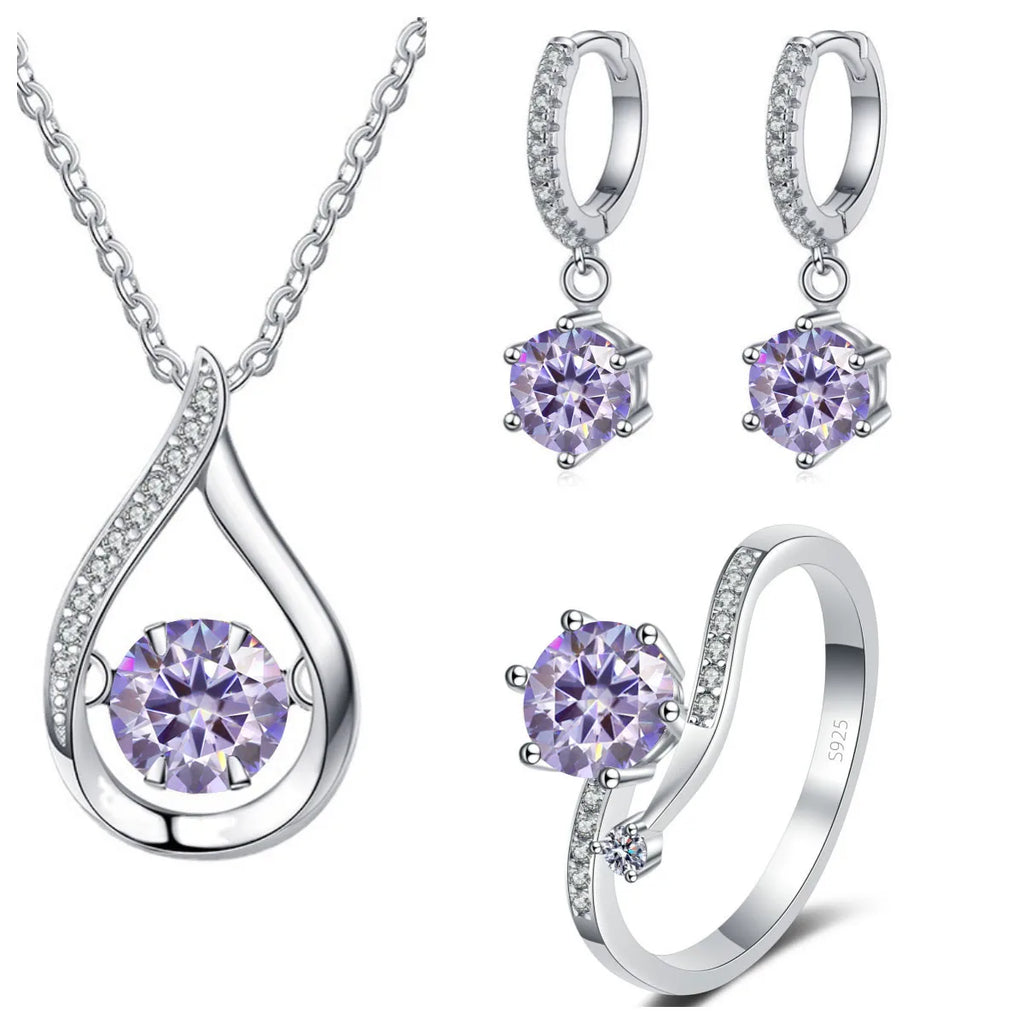 Real 925 Silver Moissanite Jewelry Set