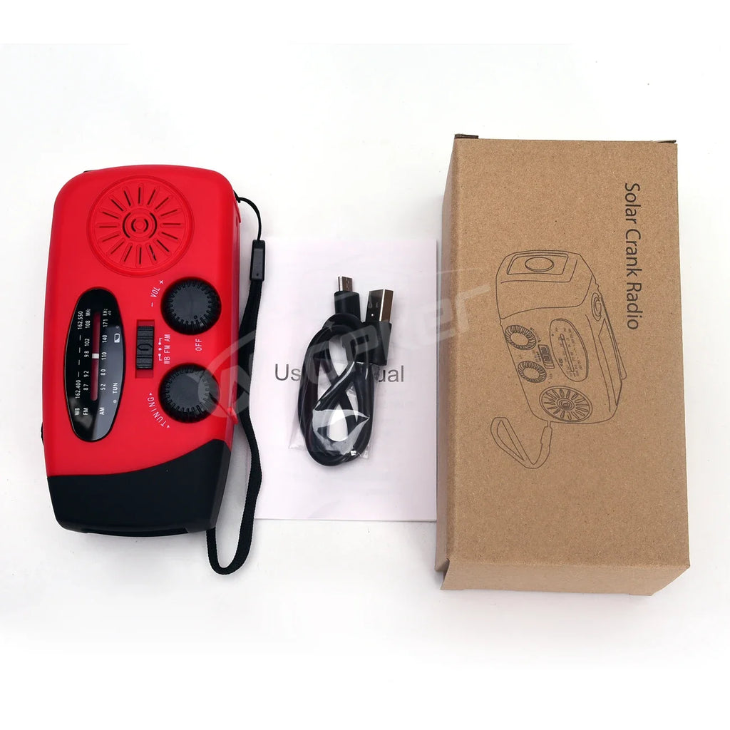 2000mAh Solar Hand Crank Radio Multifunctional LED Flashlight Power Bank