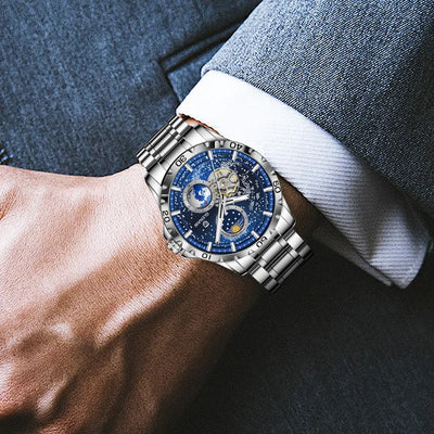 GLENAW Rotating Earth WristWatch Men